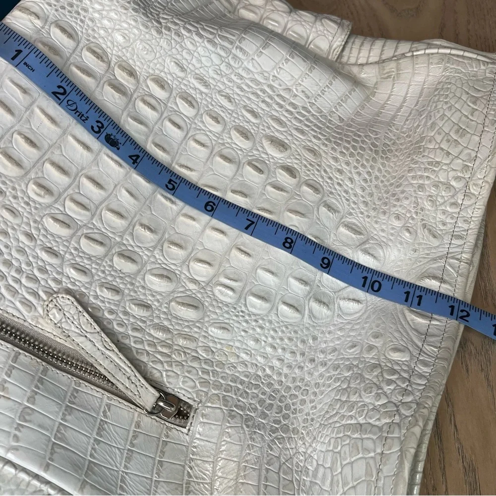 Brahmin Hobo Crocodile Embossed Slouchy Leather Bag Pearl White Large Purse
